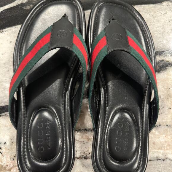 Gucci Web and Leather Thong Sandal - Picture 6 of 7